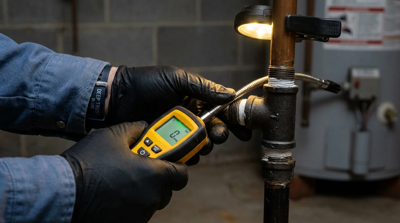 Gas leak detection with electronic sniffer by Johns Plumbing LLC in Jamaica Plain